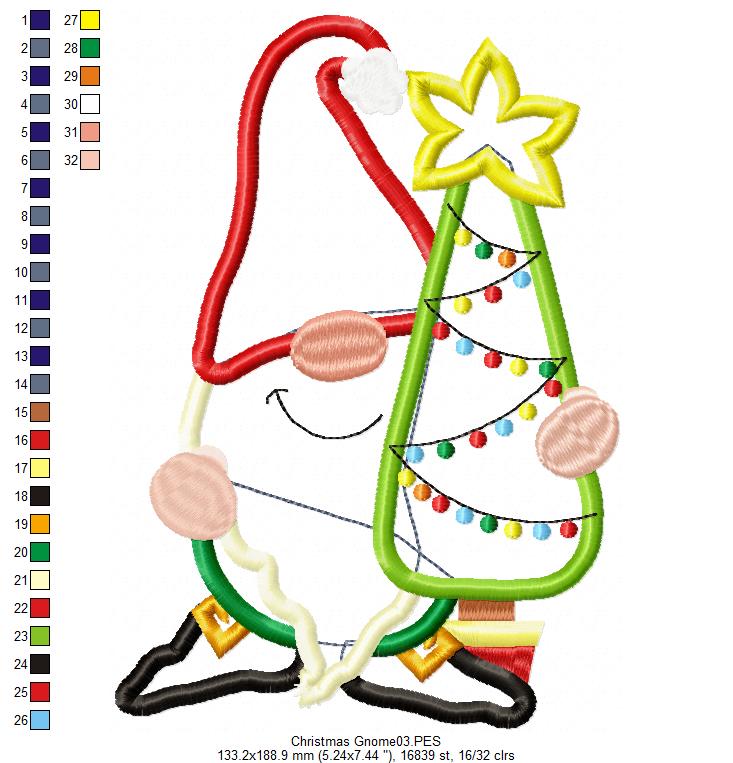 Christmas Gnomes Pack with 10 designs  - Applique