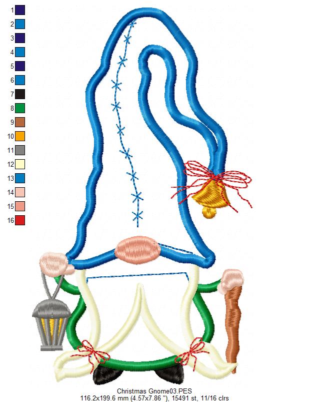 Christmas Gnome with Hat  - Applique