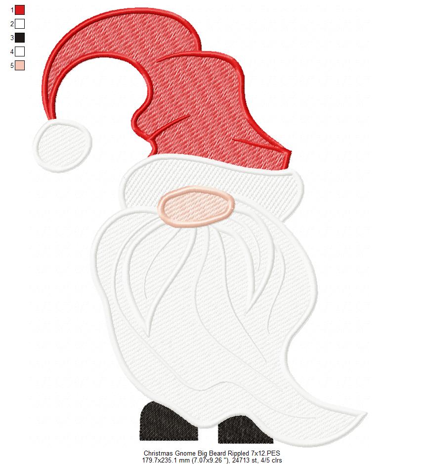 Christmas Gnome Santa Claus Big Beard - RIPPLED Stitch