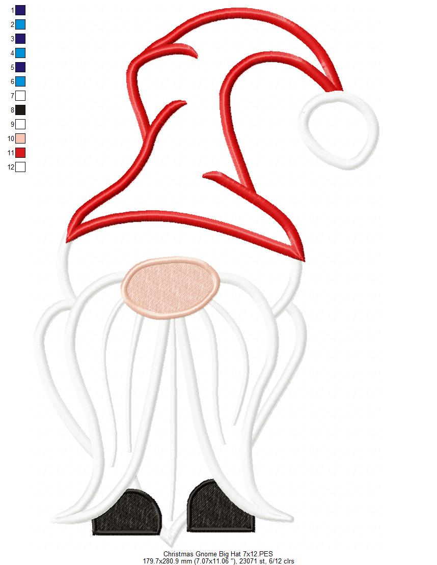 Christmas Gnome Santa Claus Big Hat - Fill Stitch & Applique - Set of 2 designs