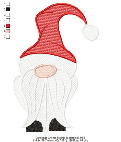 Christmas Gnome Santa Claus Big Hat - RIPPLED Stitch