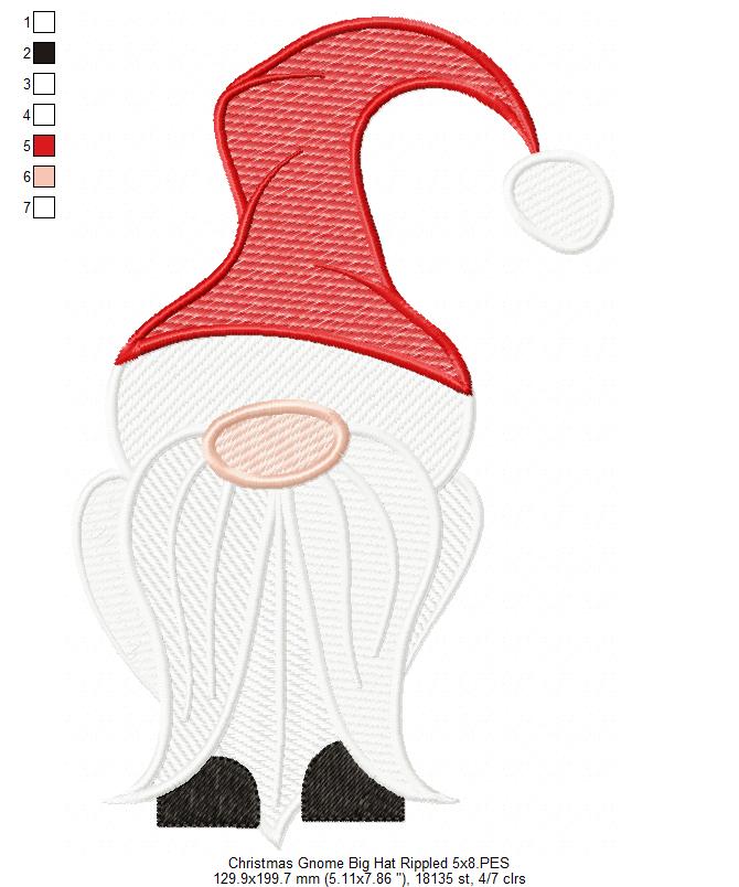 Christmas Gnome Santa Claus Big Hat - RIPPLED Stitch