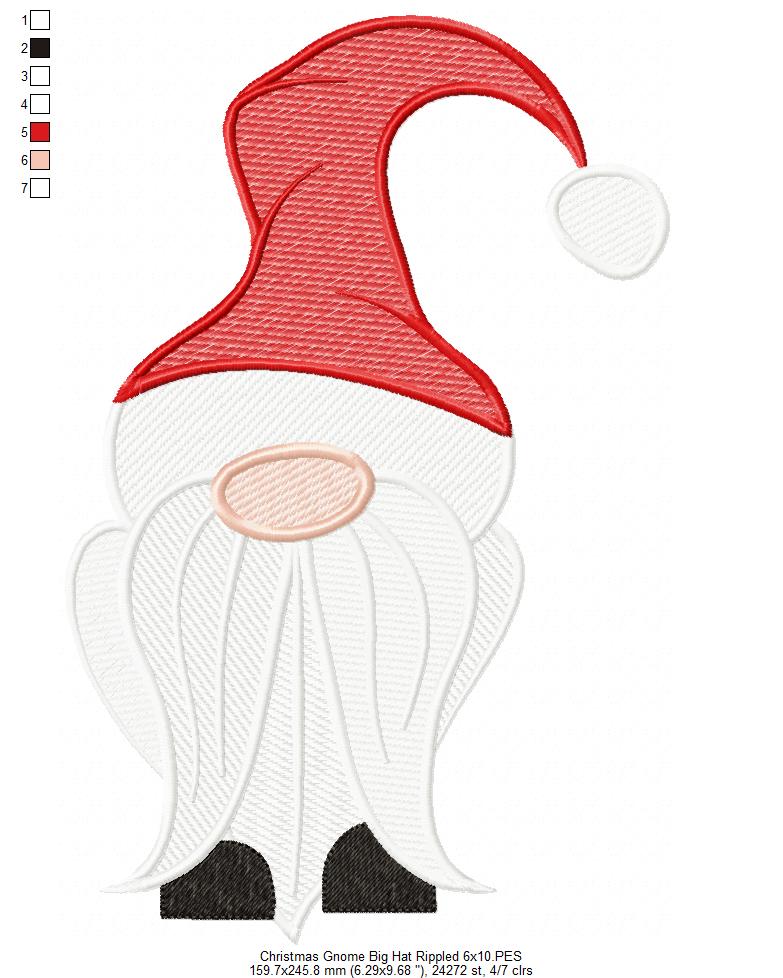 Christmas Gnome Santa Claus Big Hat - RIPPLED Stitch