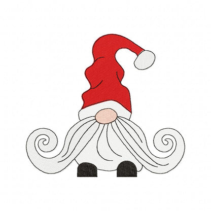Christmas Gnome Santa Claus Big Mustache - Fill Stitch - Machine Embroidery Design
