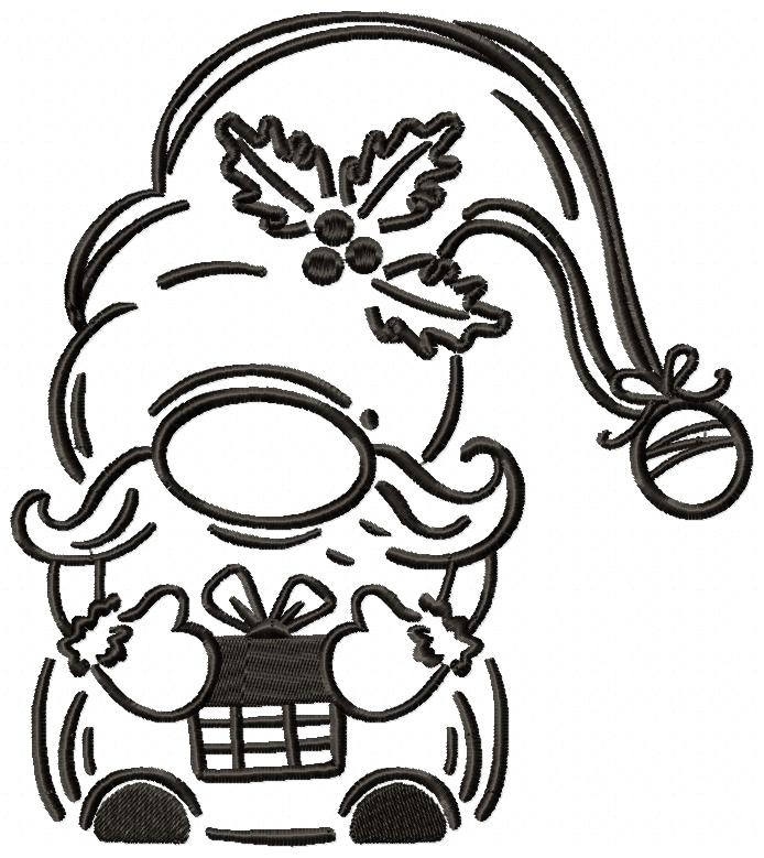 Christmas Gnome One Color - Fill Stitch - Machine Embroidery Design