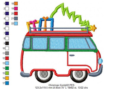 Christmas Kombi - Applique Machine Embroidery Design