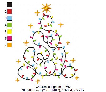 Tree of Lights - Satin Stitch - Machine Embroidery Design