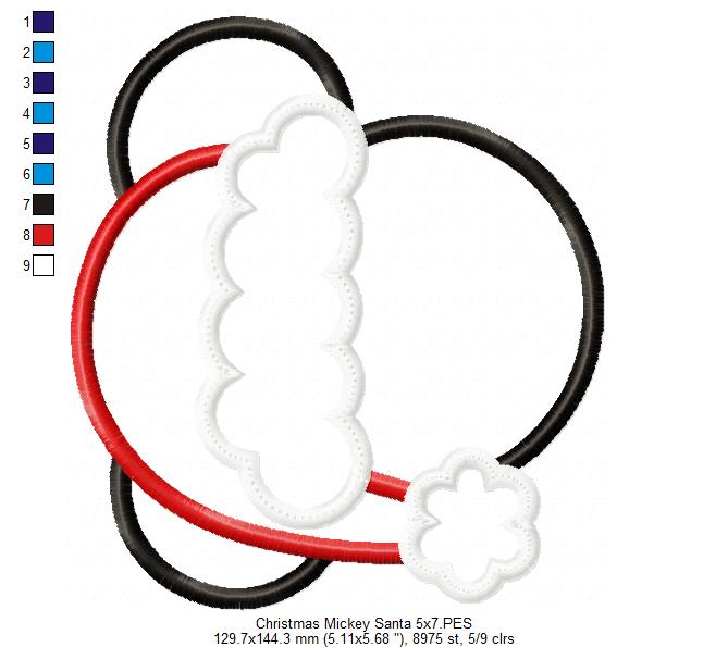 Mouse Ears Boy Christmas - Applique Machine Embroidery Design