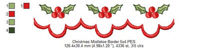 Christmas Mistletoe Border - Fill Stitch
