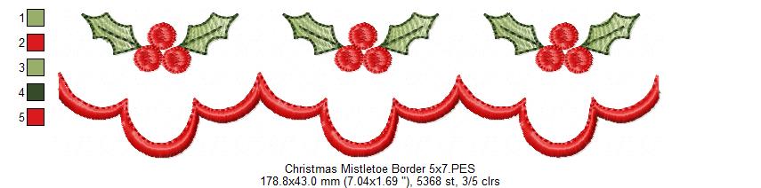Christmas Mistletoe Border - Fill Stitch