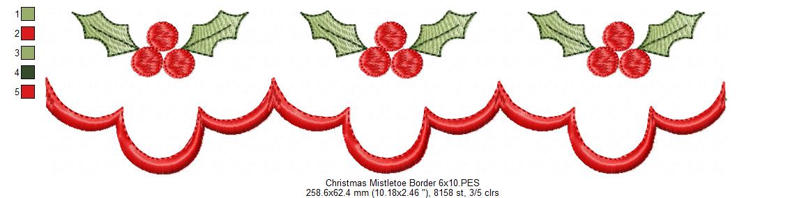 Christmas Mistletoe Border - Fill Stitch