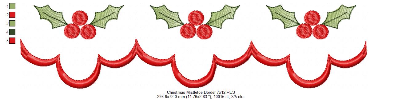 Christmas Mistletoe Border - Fill Stitch