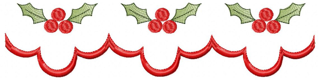 Christmas Mistletoe Border - Fill Stitch