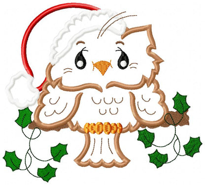 Christmas Santa Owl - Applique Embroidery