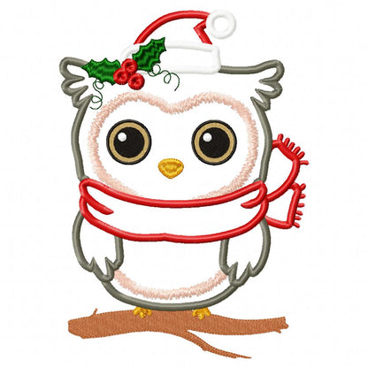 Christmas Santa Owl - Applique - Machine Embroidery Design