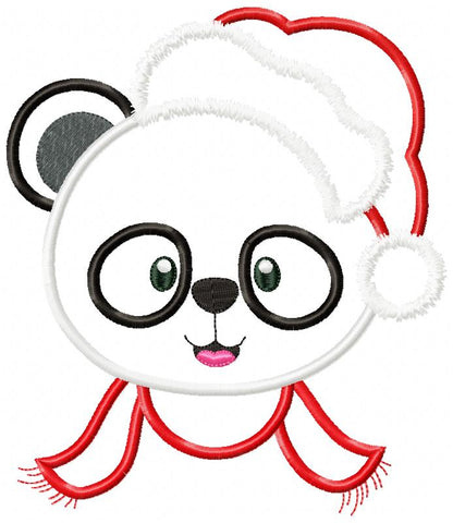 Christmas Panda Bear Face Santa - Applique