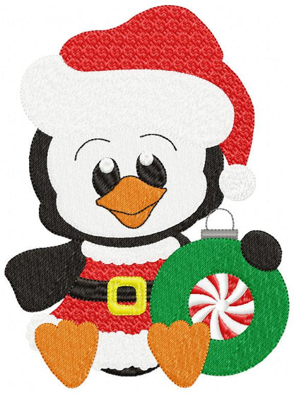 Christmas Penguin - Fill Stitch Embroidery
