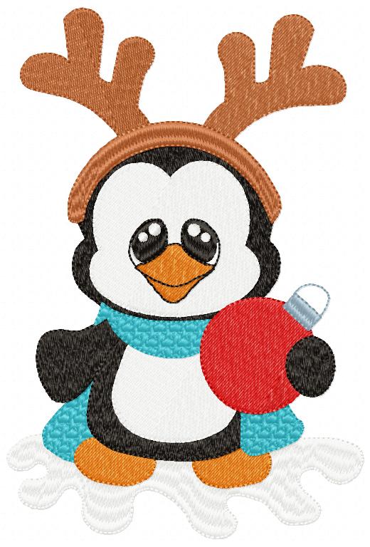 Christmas Penguin Reindeer - Fill Stitch