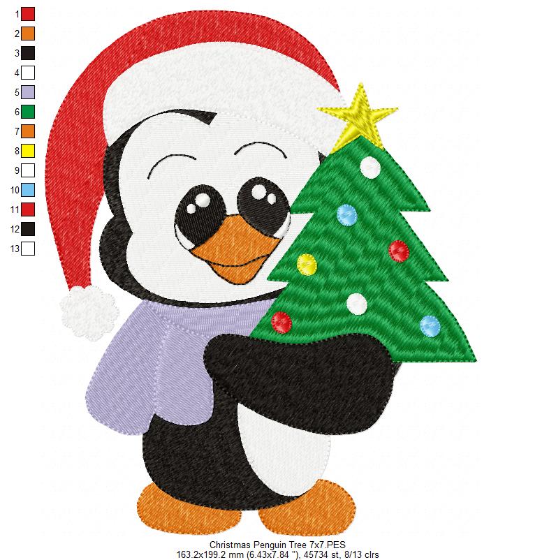 Christmas Tree Penguin - Fill Stitch