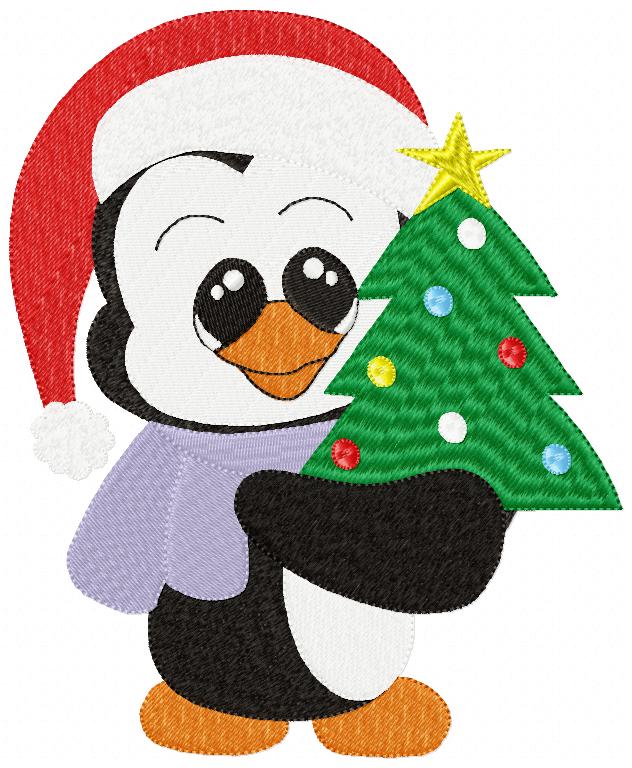 Christmas Tree Penguin - Fill Stitch