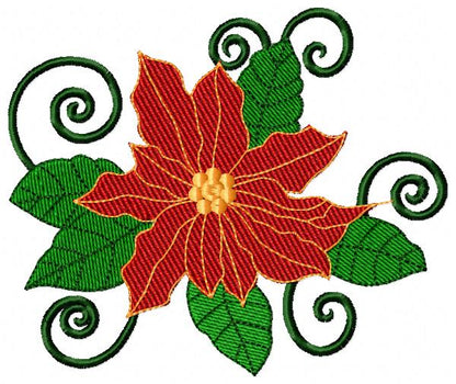 Christmas Poinsettia Flower - Fill Stitch