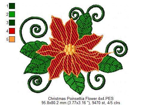 Christmas Poinsettia Flower - Fill Stitch