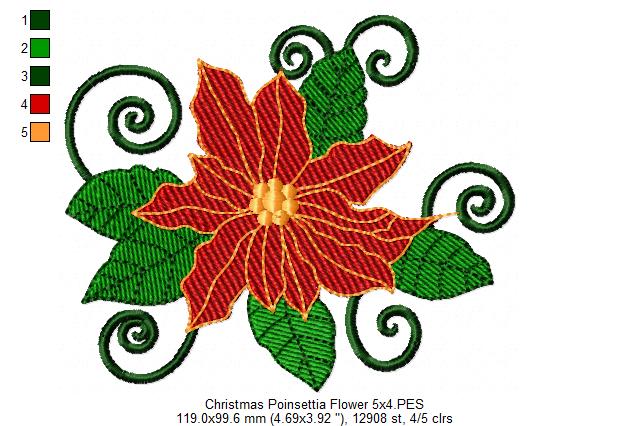 Christmas Poinsettia Flower - Fill Stitch