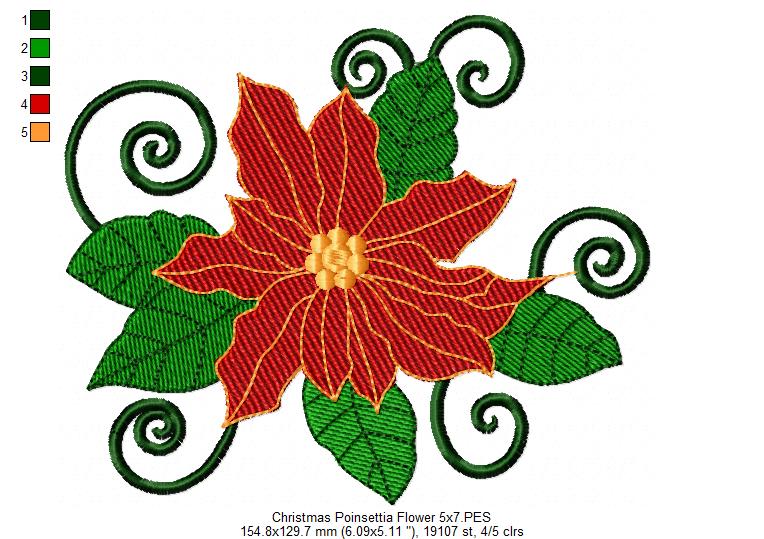 Christmas Poinsettia Flower - Fill Stitch
