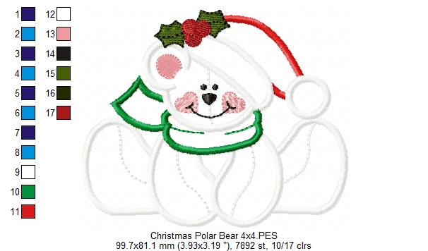 Christmas Polar Bear - Applique Embroidery