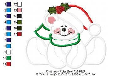 Christmas Polar Bear - Applique Embroidery