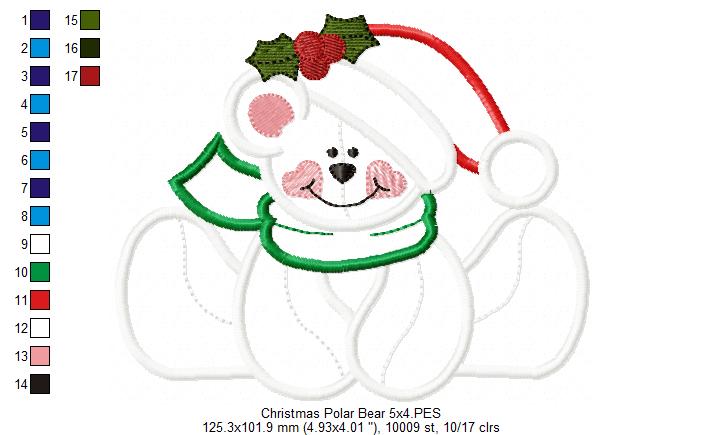 Christmas Polar Bear - Applique Embroidery