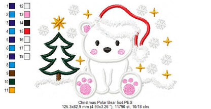 Christmas Polar Bear - Applique