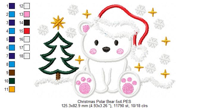 Christmas Polar Bear - Applique