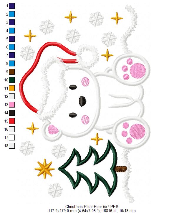 Christmas Polar Bear - Applique