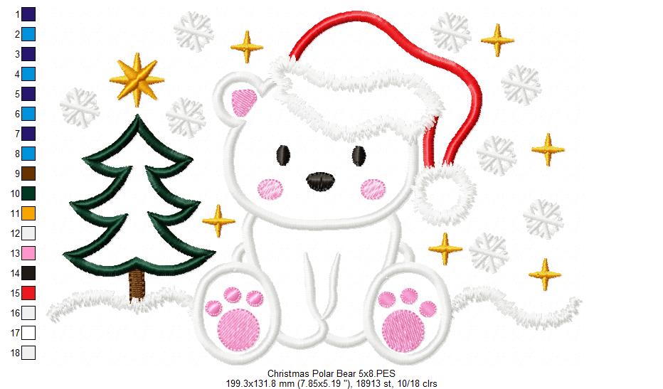 Christmas Polar Bear - Applique