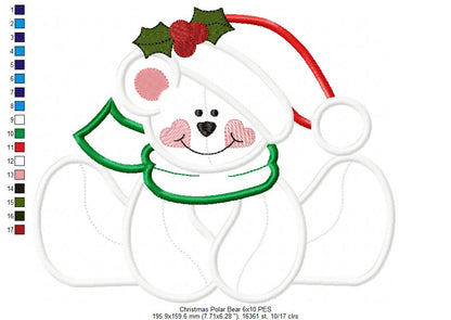 Christmas Polar Bear - Applique Embroidery