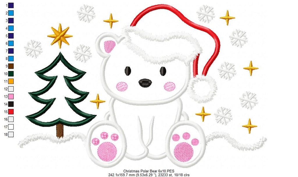 Christmas Polar Bear - Applique