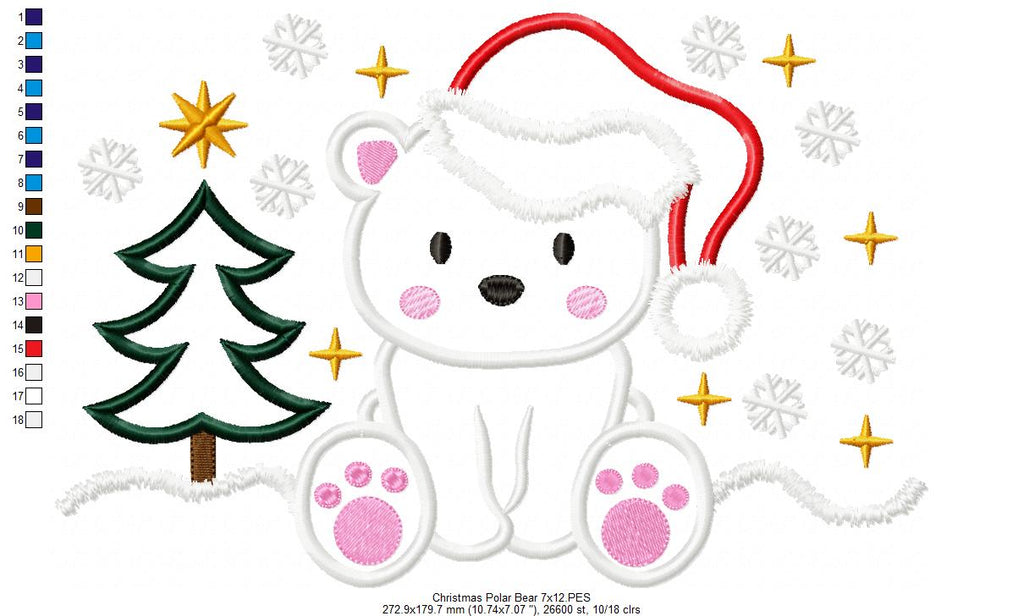 Christmas Polar Bear - Applique