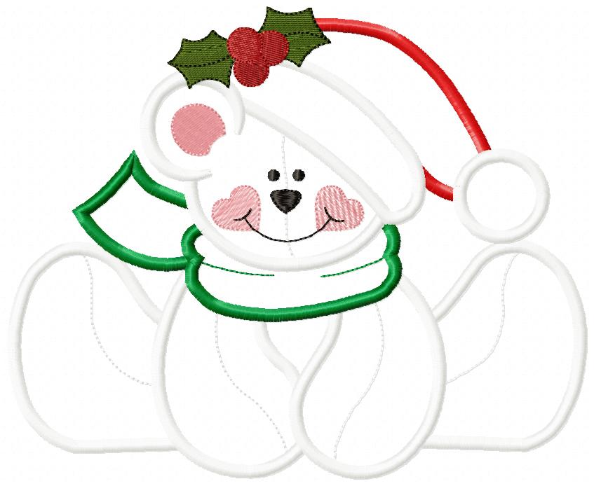 Christmas Polar Bear - Applique Embroidery