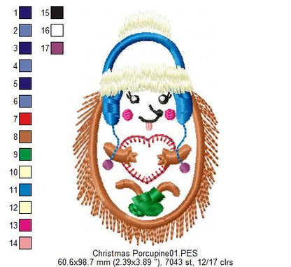 Christmas Porcupine - Applique