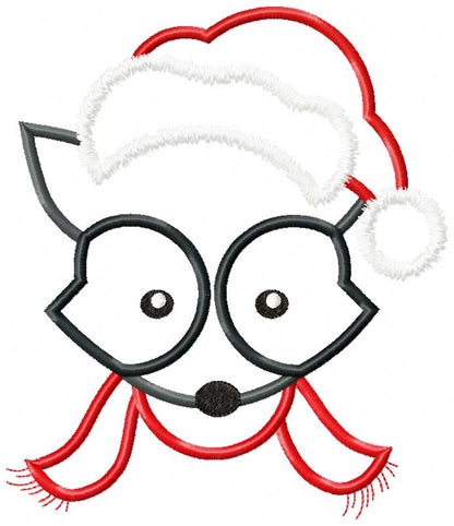 Christmas Raccoon Face Santa - Applique