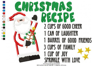Christmas Recipe - Applique - Machine Embroidery Design