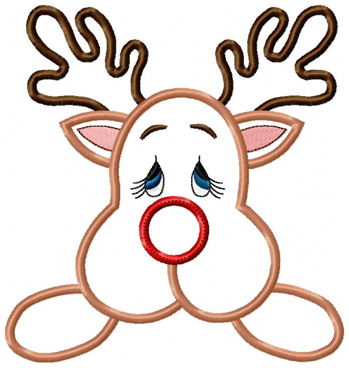 Christmas Rudolph Reindeer - Applique Embroidery