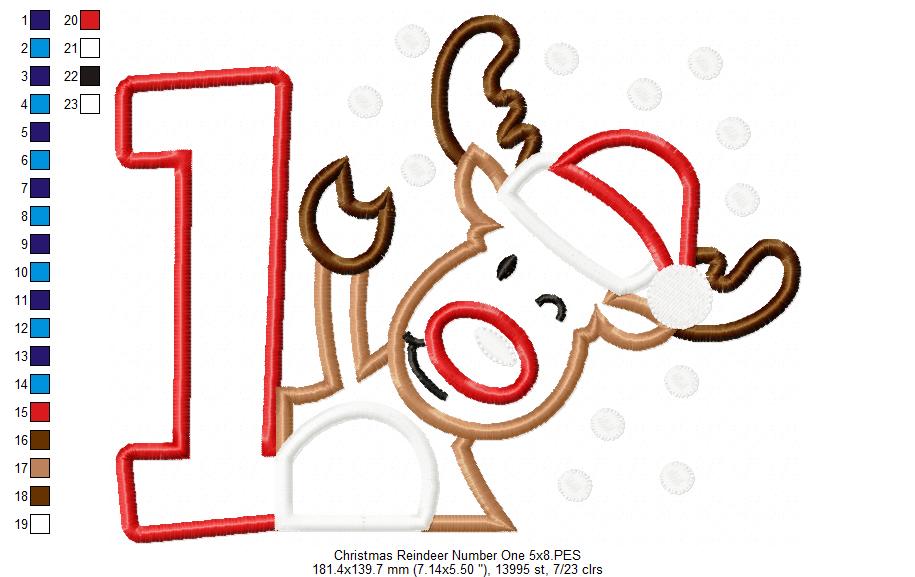 Christmas Reindeer Number One - Applique