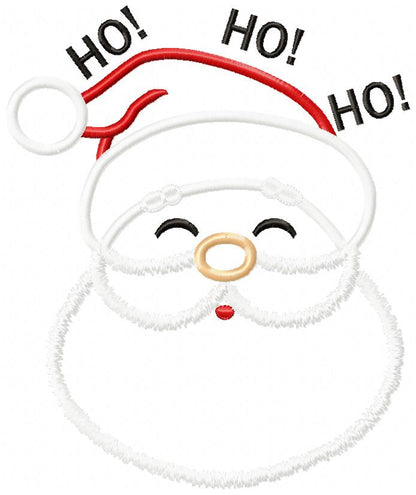 Santa Claus Face Ho Ho HO - Applique - Machine Embroidery Design