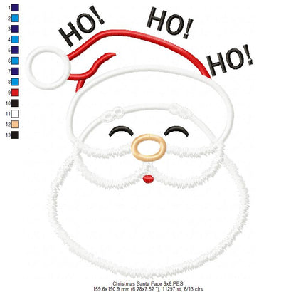 Santa Claus Face Ho Ho HO - Applique - Machine Embroidery Design