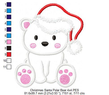 Christmas Santa Polar Bear - Applique