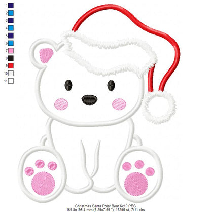 Christmas Santa Polar Bear - Applique