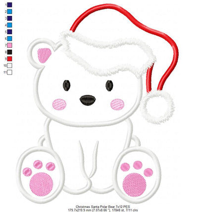 Christmas Santa Polar Bear - Applique
