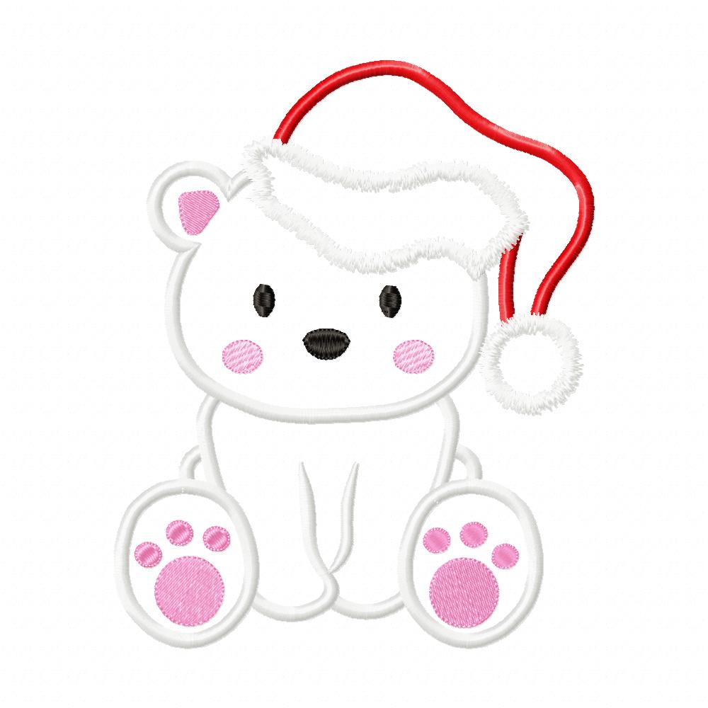 Christmas Santa Polar Bear - Applique